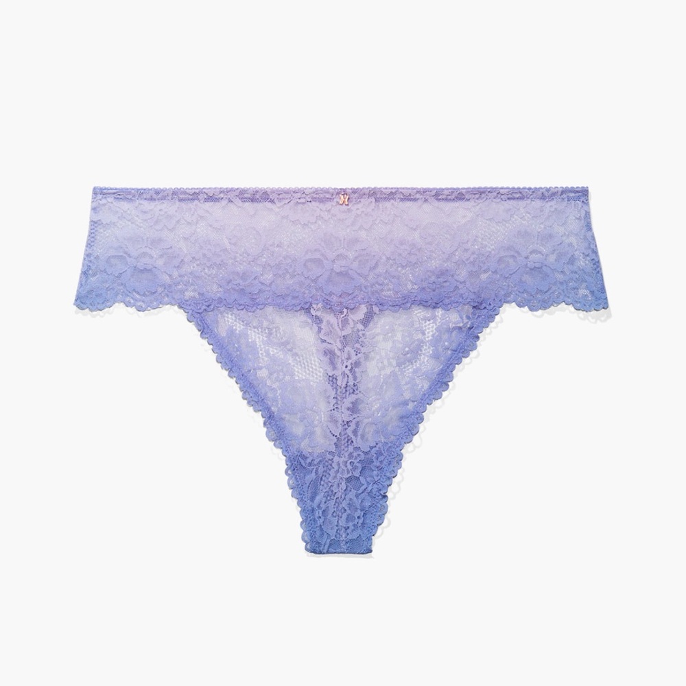 Savage X - Floral Lace High Waist Thong - Blue Periwinkle Ombré - 1X